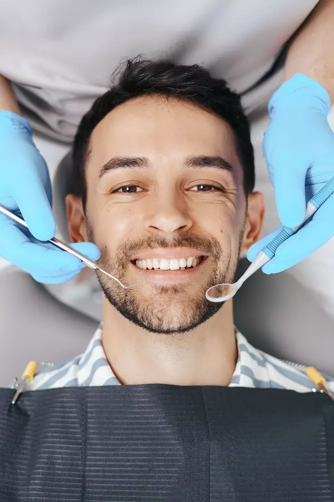 Patient male at dentist